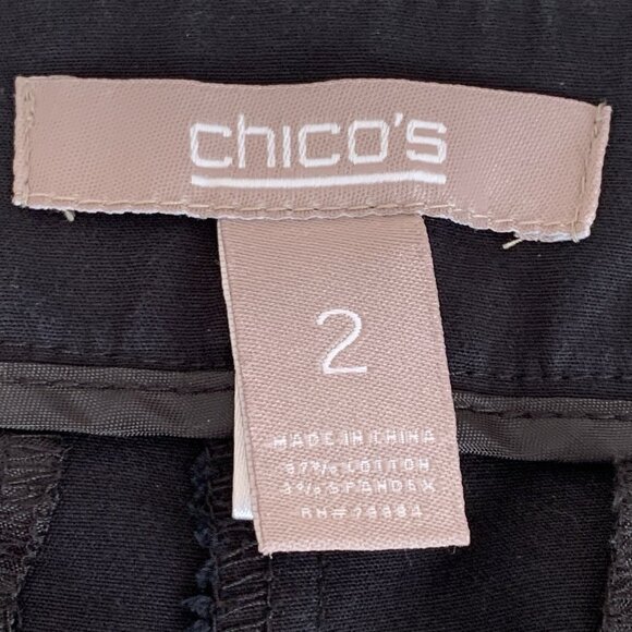 Chico’s Shorts Womens Large Black Zip Close Bermuda Length Pockets Sumner Travel - Picture 2 of 8